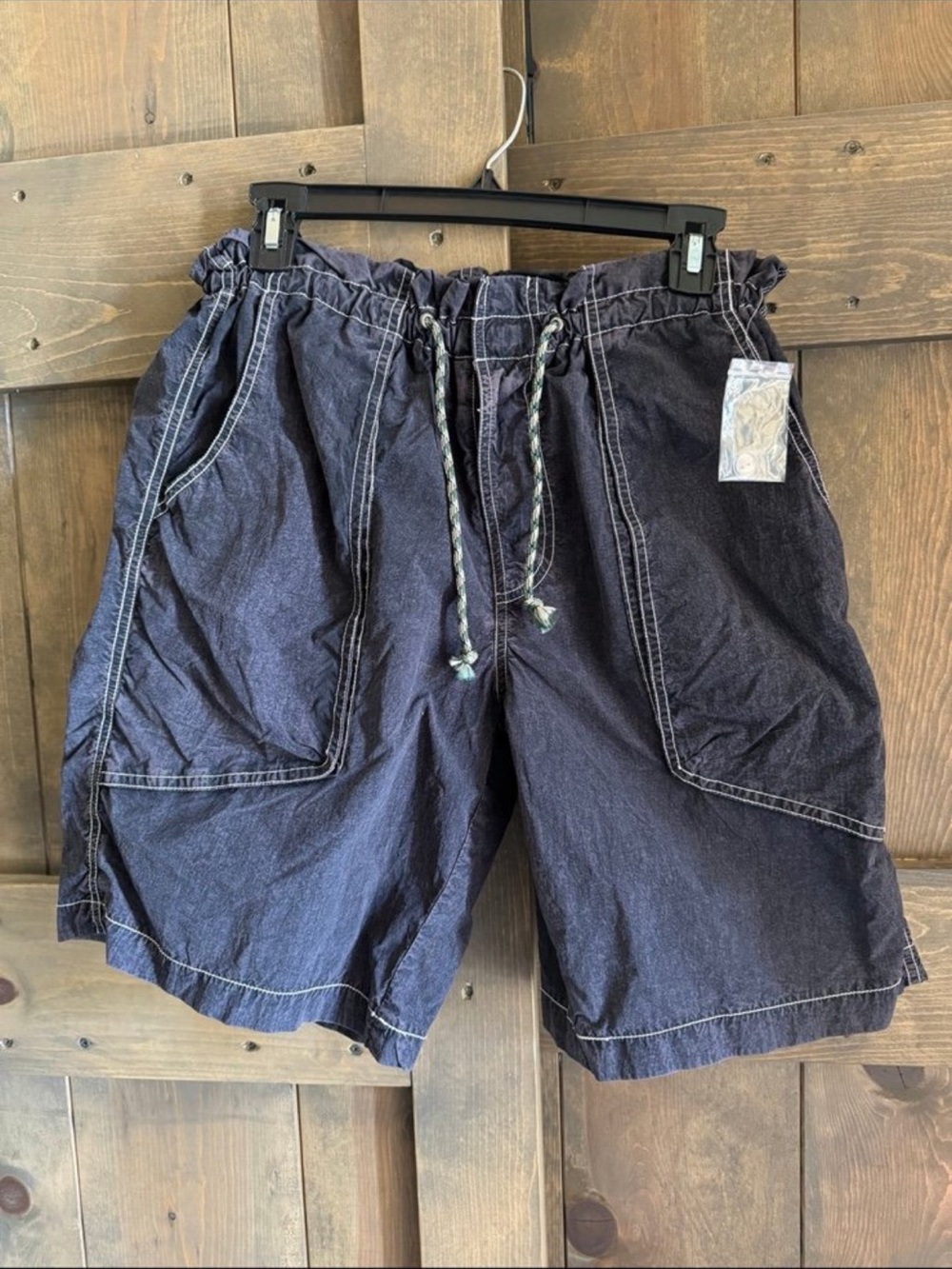 BDG High-Waist Navy Drawstring Cargo Shorts